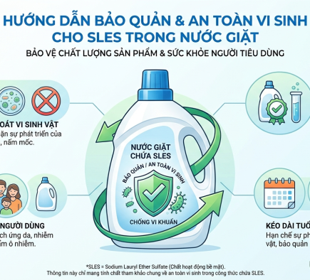 Chất Bảo Quản Tương Thích Trong Công Thức SLES – Lựa Chọn An Toàn & Hiệu Quả Cho Nước Giặt, Nước Rửa Chén